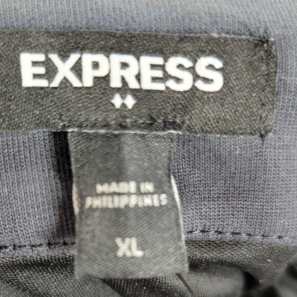 Express Modest Maxi Dress Womens XL Black High Mock Neck Ruched Shoulder New - Picture 2 of 16